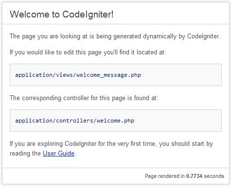 Code Igniter welcome page